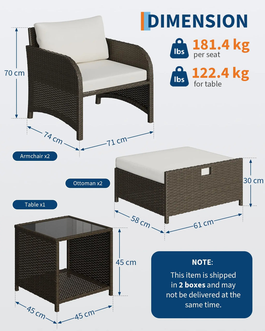 5-Piece Rattan Patio Furniture Set