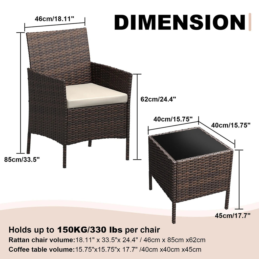 3-Piece Outdoor Patio Bistro Set