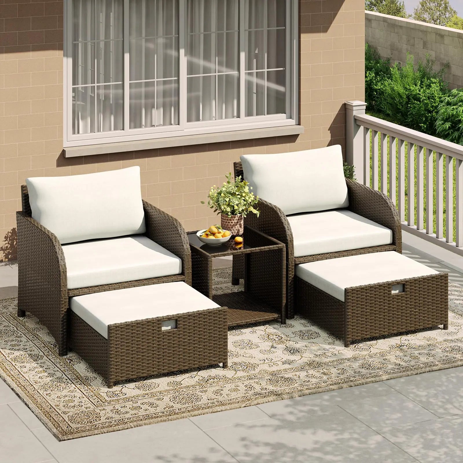 5-Piece Rattan Patio Furniture Set