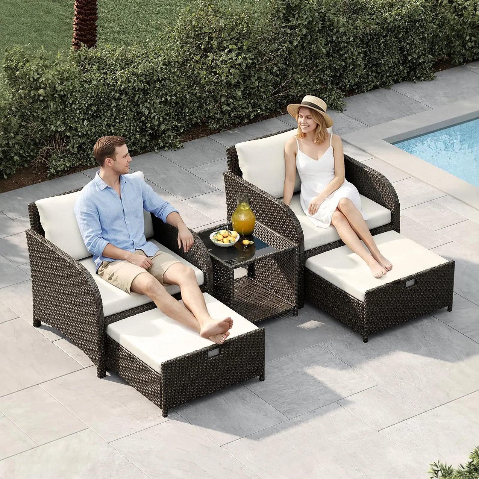 5-Piece Rattan Patio Furniture Set